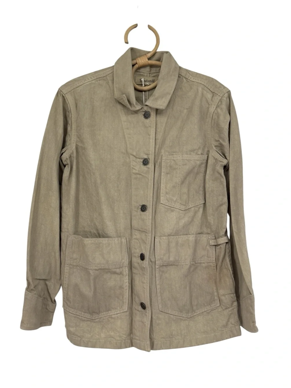 Madewell x MN Dye Studio Denim Chore Coat Hand Dyed Jacket Beige XS NWT